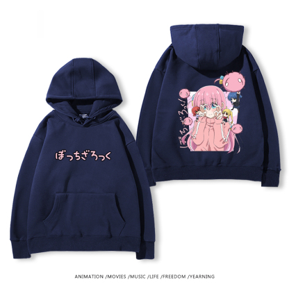 孤獨搖滾 聯名衛衣2024秋冬新款親子情侶裝薄絨款連帽衛衣