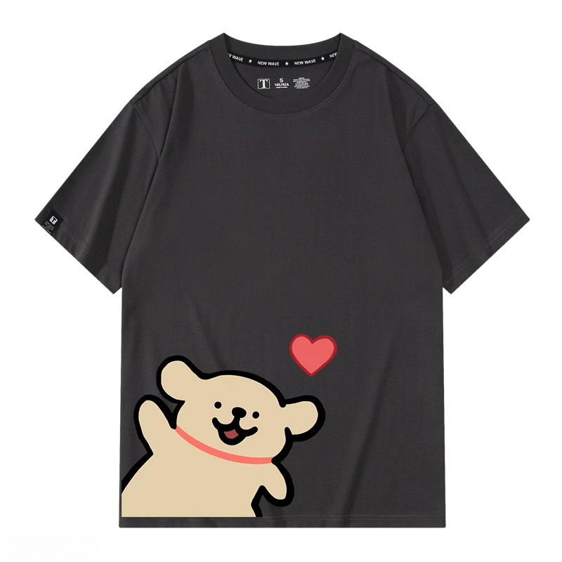 線條小狗 2024親子情侶男女同款 純棉T恤