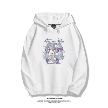 Q版初音未来聯名衛衣2023秋冬新款親子情侶裝薄絨款連帽衛衣