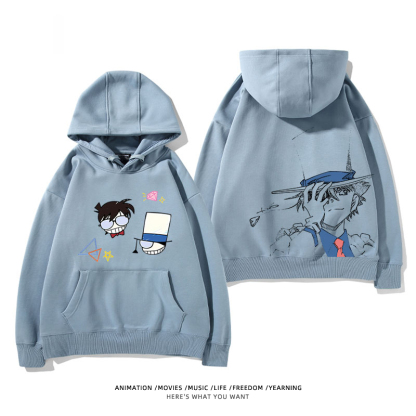 名偵探柯南 聯名衛衣2024秋冬新款親子情侶裝薄絨款連帽衛衣