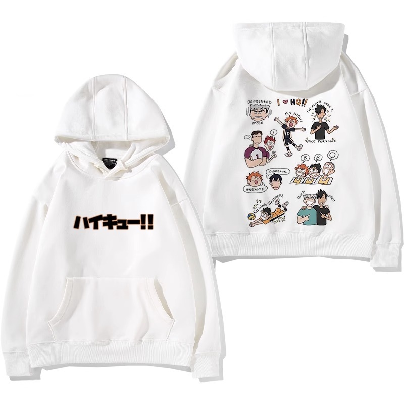 排球少年聯名衛衣2024秋冬新款親子情侶裝薄絨款連帽衛衣