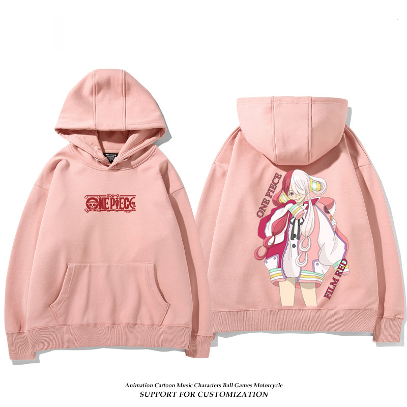 航海王紅髮歌姬烏塔 聯名衛衣2024秋冬新款親子情侶裝薄絨款連帽衛衣