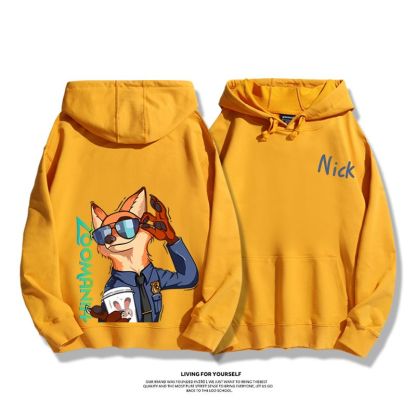 瘋狂動物城聯名衛衣2024秋冬新款親子情侶裝薄絨款連帽衛衣