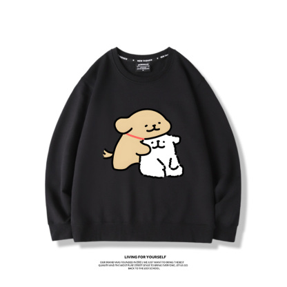 線條小狗2024親子情侶裝 圓領長袖