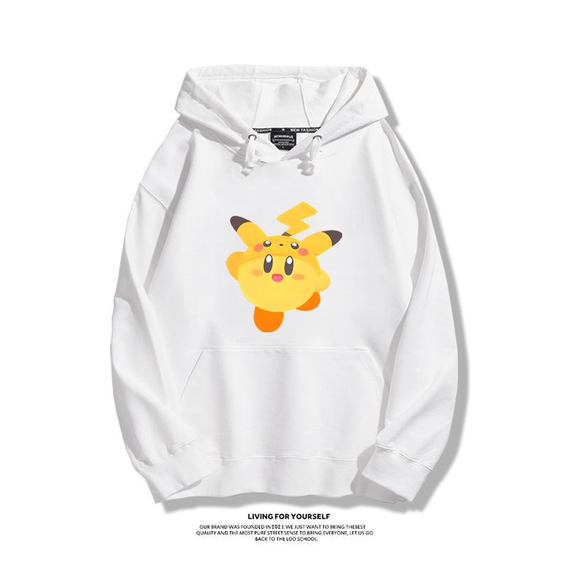 星之卡比聯名精靈寶可夢2024秋冬新款親子情侶裝薄絨款連帽衛衣