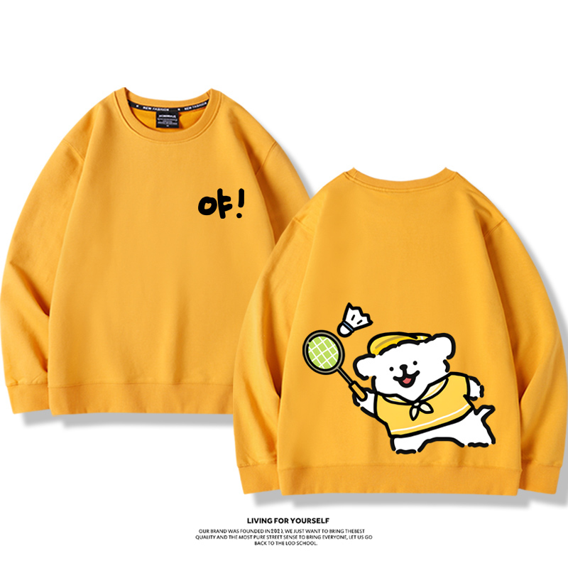 線條小狗2023親子情侶裝 圓領長袖