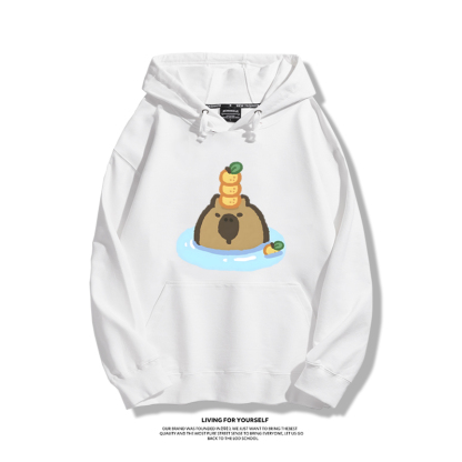 Q版卡皮巴拉聯名衛衣2024秋冬新款親子情侶裝薄絨款連帽衛衣