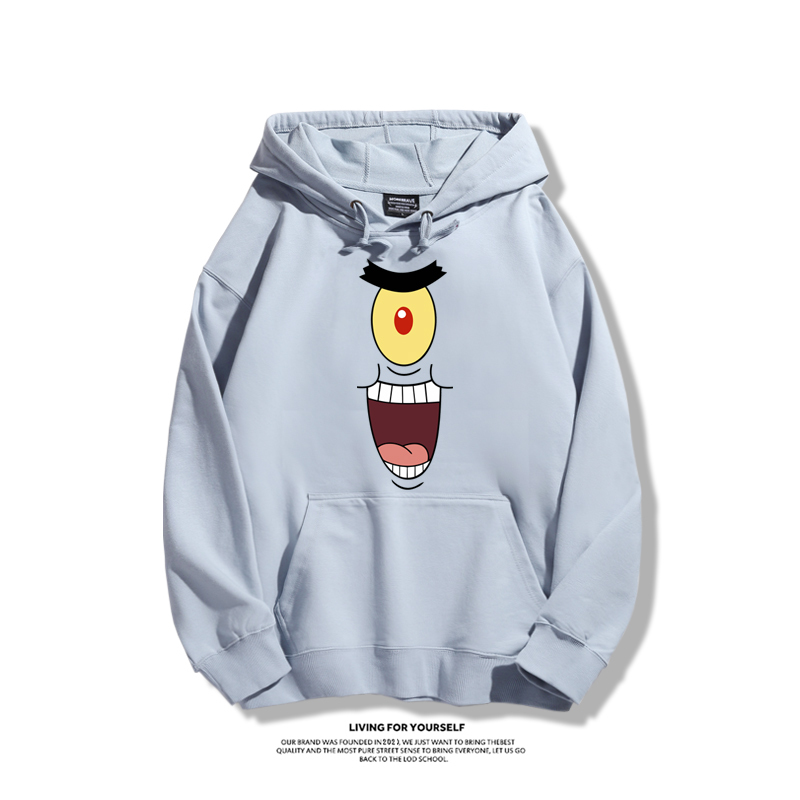 海綿寶寶聯名衛衣2023秋冬新款親子情侶裝薄絨款連帽衛衣