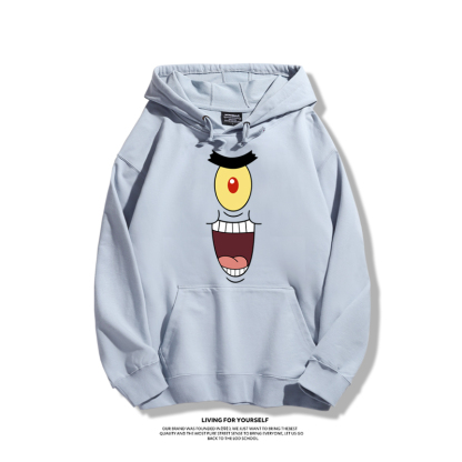 海綿寶寶聯名衛衣2023秋冬新款親子情侶裝薄絨款連帽衛衣