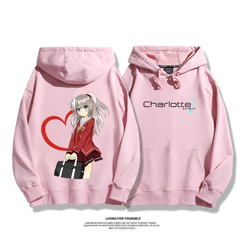 Charlotte聯名衛衣2024秋冬新款親子情侶裝薄絨款連帽衛衣
