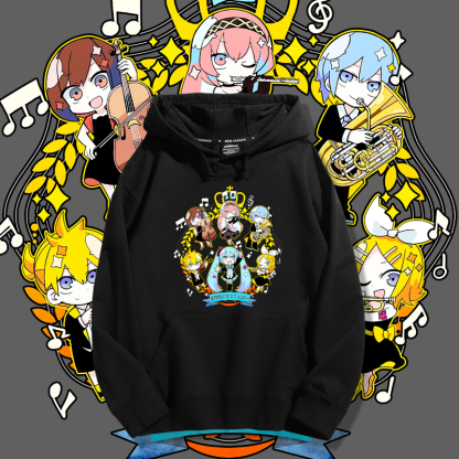 初音未來聯名衛衣2023秋冬新款親子情侶裝薄絨款連帽衛衣