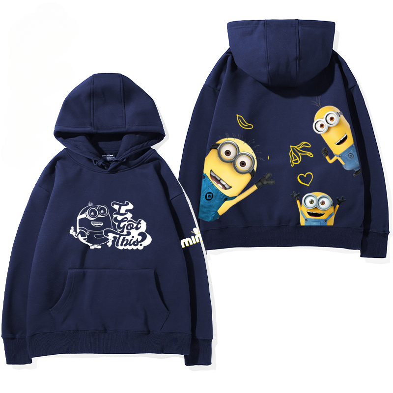 小黃人 聯名衛衣2024秋冬新款親子情侶裝薄絨款連帽衛衣