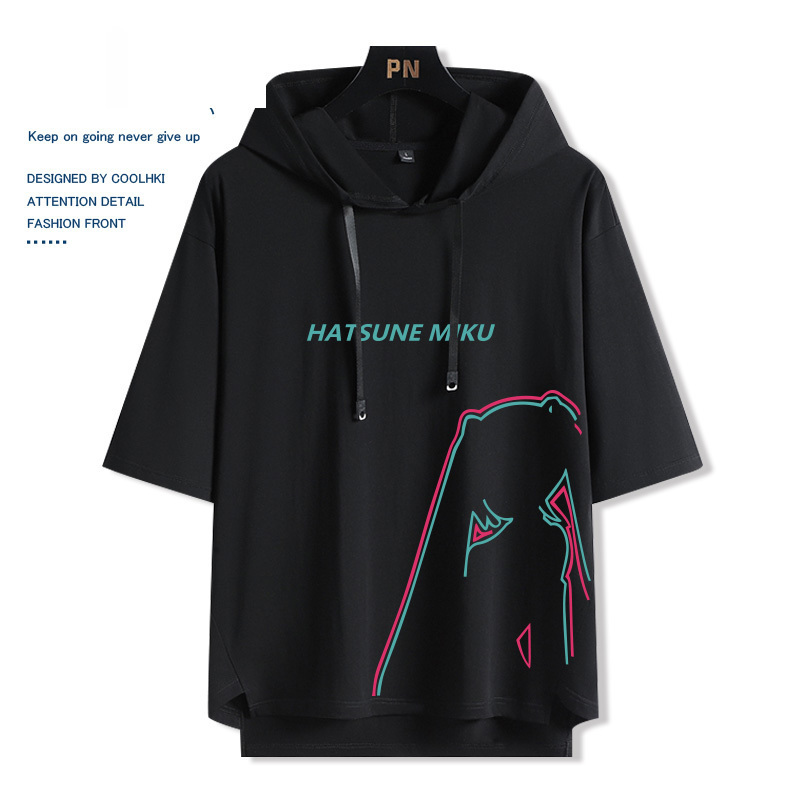 初音動漫未來miku 連帽短袖t恤