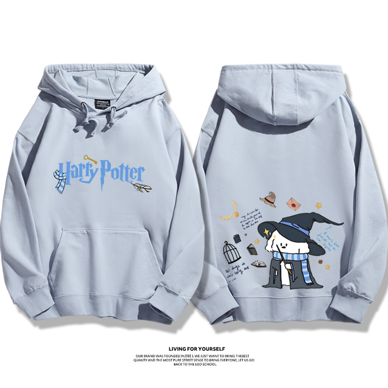 哈利波特聯名線條小狗2023秋冬新款親子情侶裝薄絨款連帽衛衣