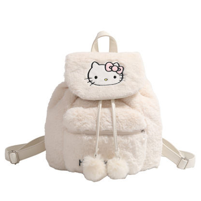 STARRY&DREAM正品毛絨翻蓋雙肩包2024新款大容量秋冬可愛背包