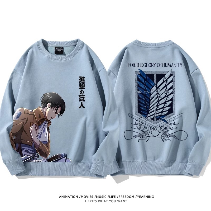 進擊的巨人 聯名衛衣2024秋冬新款親子情侶裝薄絨款連帽衛衣