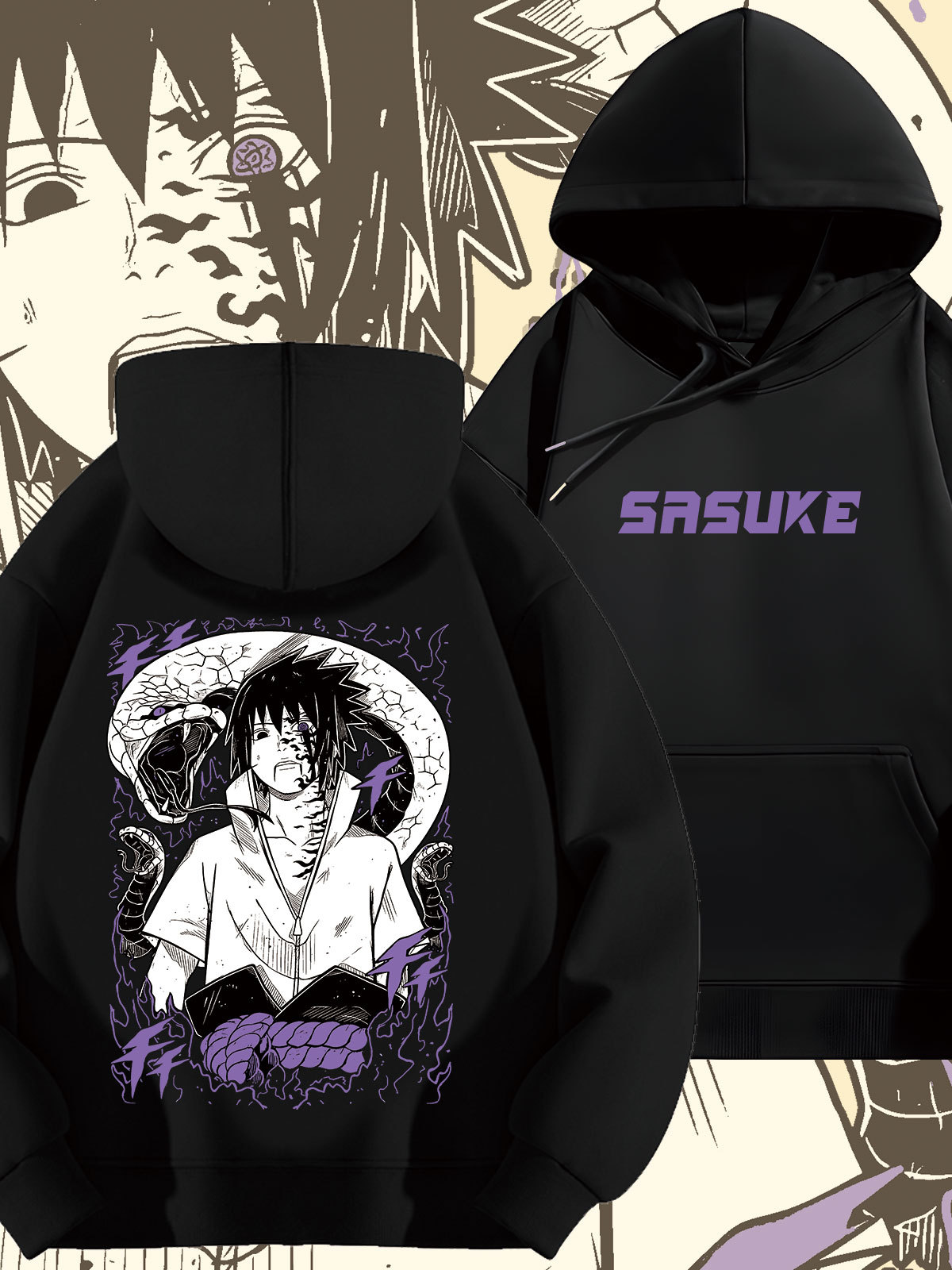 火影忍者 2024秋冬新款親子情侶裝薄絨款連帽衛衣