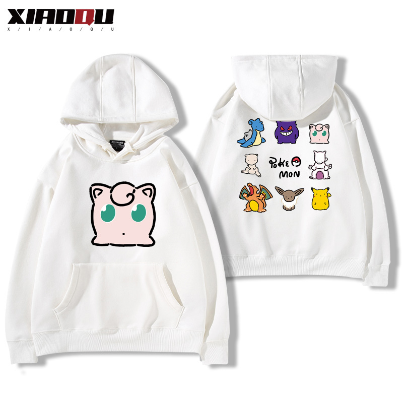 寶可夢聯名衛衣2024秋冬新款親子情侶裝薄絨款連帽衛衣
