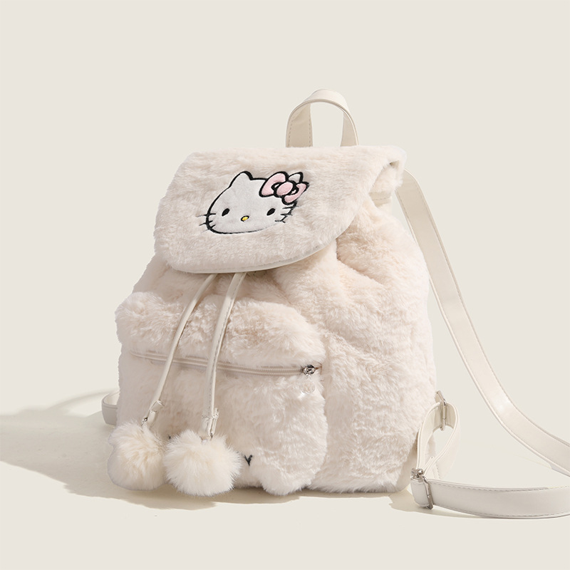 STARRY&DREAM正品毛絨翻蓋雙肩包2024新款大容量秋冬可愛背包