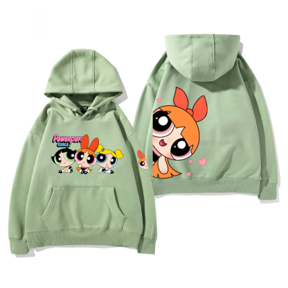 飛天小女警 2024秋冬新款親子情侶裝薄絨款連帽衛衣