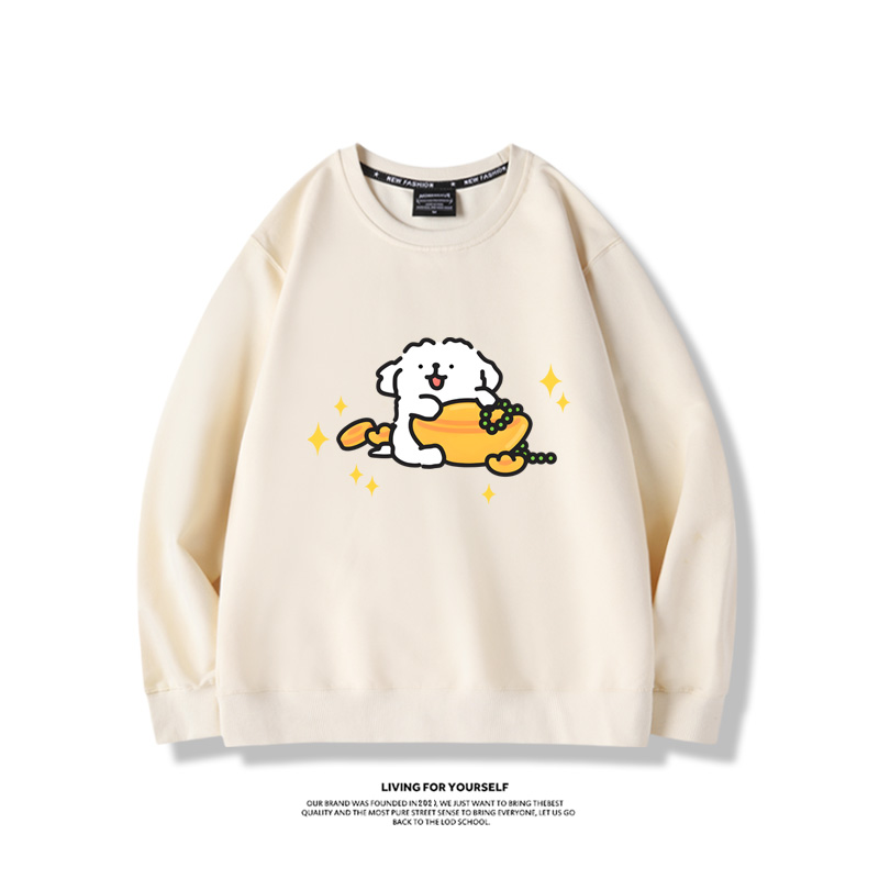 線條小狗2023親子情侶裝 圓領長袖