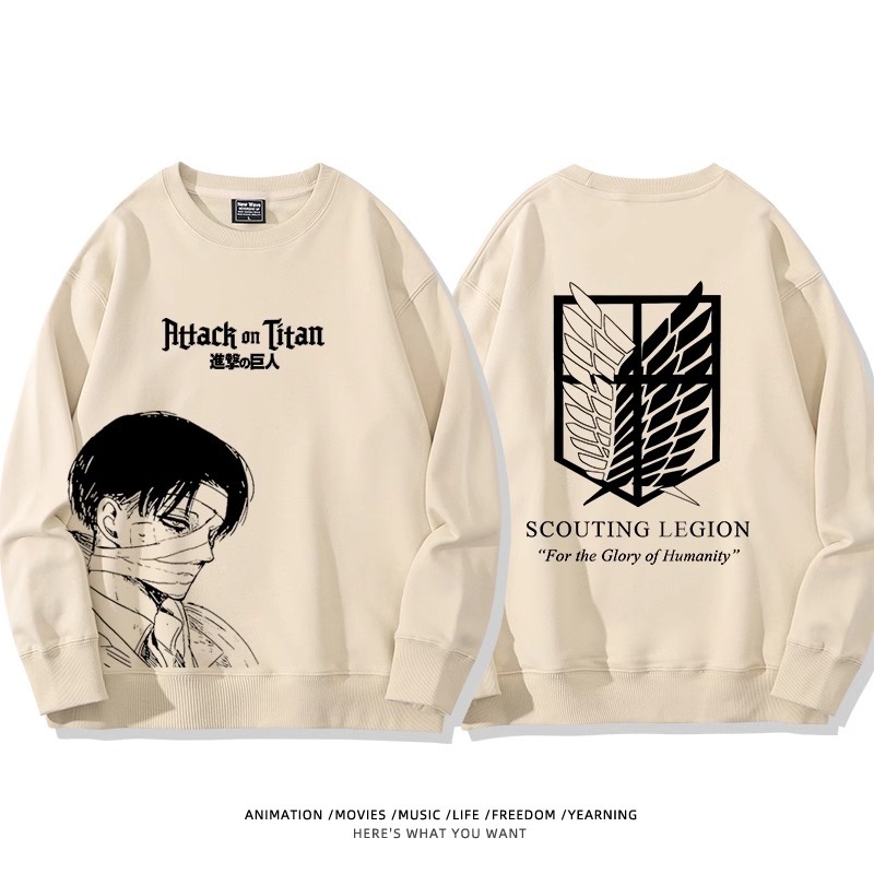 進擊的巨人 聯名衛衣2024秋冬新款親子情侶裝薄絨款連帽衛衣