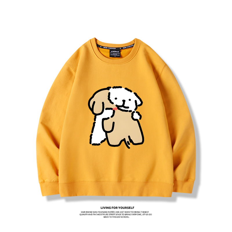 線條小狗2024親子情侶裝 圓領長袖