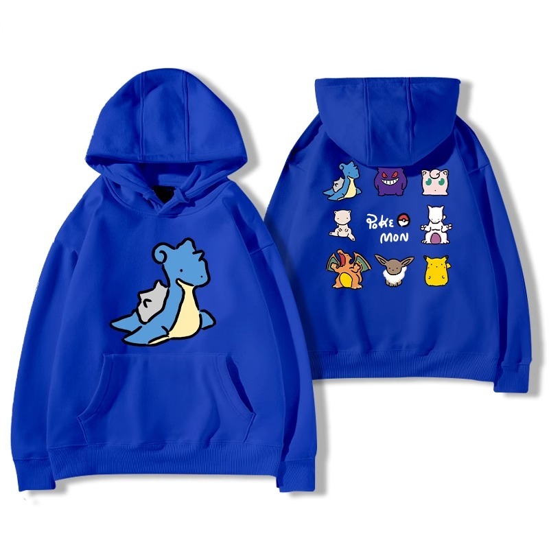 寶可夢聯名衛衣2024秋冬新款親子情侶裝薄絨款連帽衛衣
