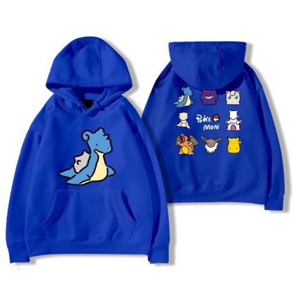 寶可夢聯名衛衣2024秋冬新款親子情侶裝薄絨款連帽衛衣