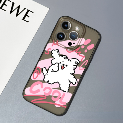 蘋果 系列線條小狗 彩色透明防摔軟殼