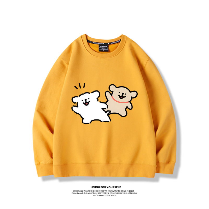 線條小狗2023親子情侶裝 圓領長袖