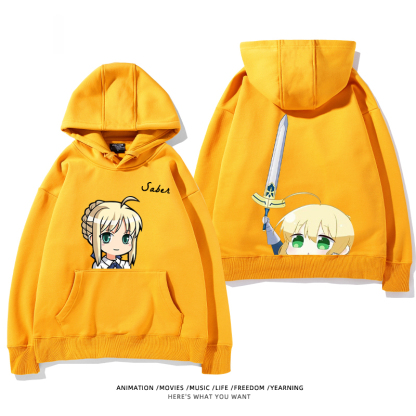 fate 2024秋冬新款親子情侶裝薄絨款連帽衛衣