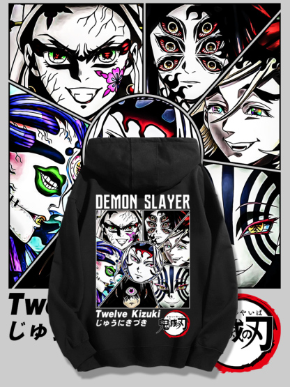 鬼滅之刃聯名衛衣2023秋冬新款親子情侶裝薄絨款連帽衛衣