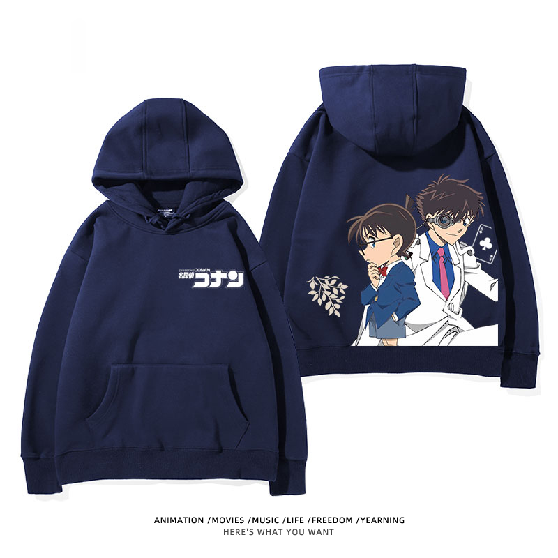 名偵探柯南 聯名衛衣2024秋冬新款親子情侶裝薄絨款連帽衛衣