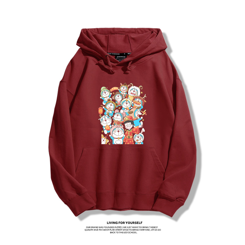 叮噹貓龍年聯名衛衣2024秋冬新款親子情侶裝薄絨款連帽衛衣