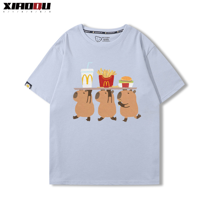 卡皮巴拉 2024親子情侶男女同款 純棉T恤