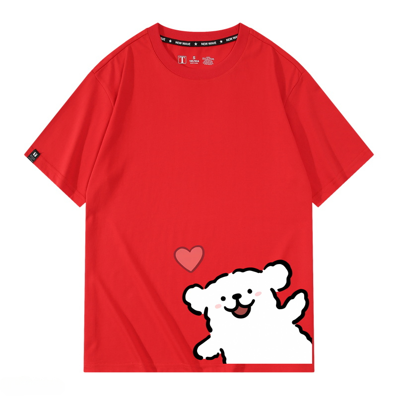 線條小狗 2024親子情侶男女同款 純棉T恤