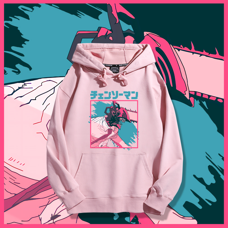 鏈鋸人聯名衛衣2023秋冬新款親子情侶裝薄絨款連帽衛衣