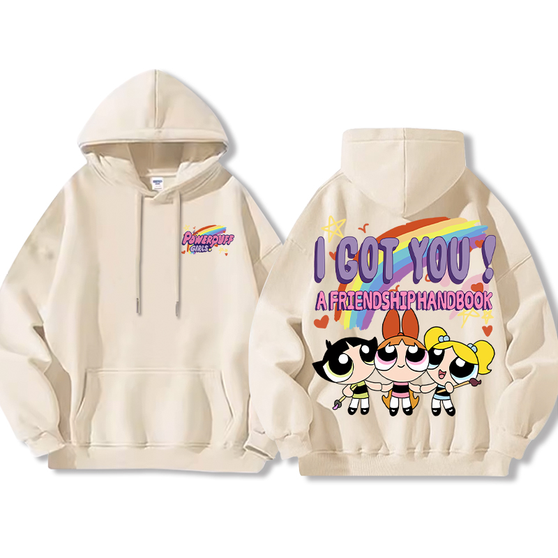 飛天小女警聯名衛衣女衛衣2024秋冬新款親子情侶裝薄絨款連帽衛衣