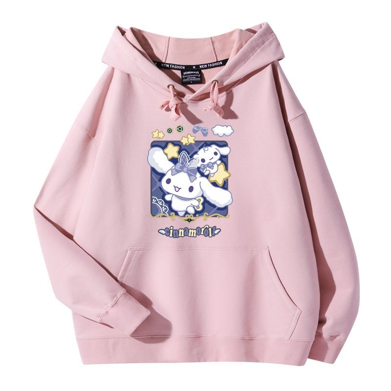 三麗鷗大耳狗聯名衛衣2023秋冬新款親子情侶裝薄絨款連帽衛衣