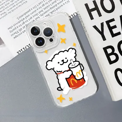 線條小狗 彩色透明防摔軟殼