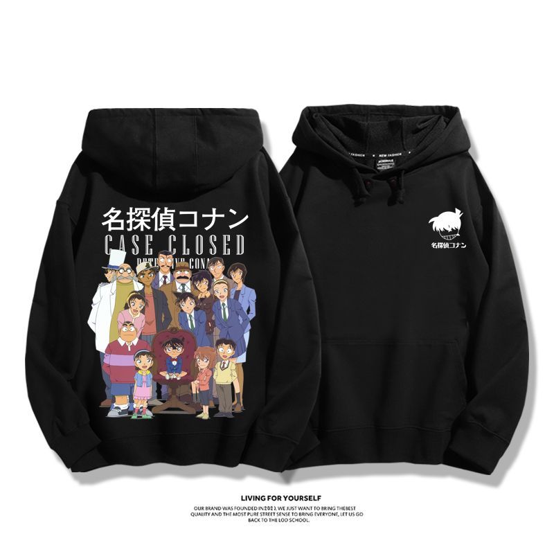 名偵探柯南聯名衛衣2024秋冬新款親子情侶裝薄絨款連帽衛衣