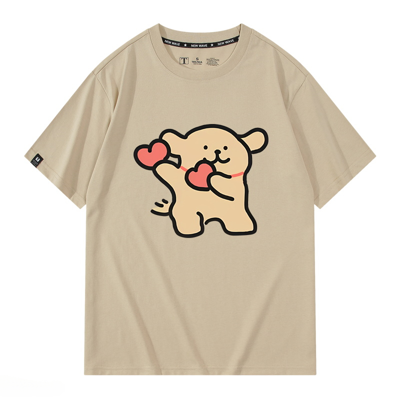 線條小狗 2024親子情侶男女同款 純棉T恤