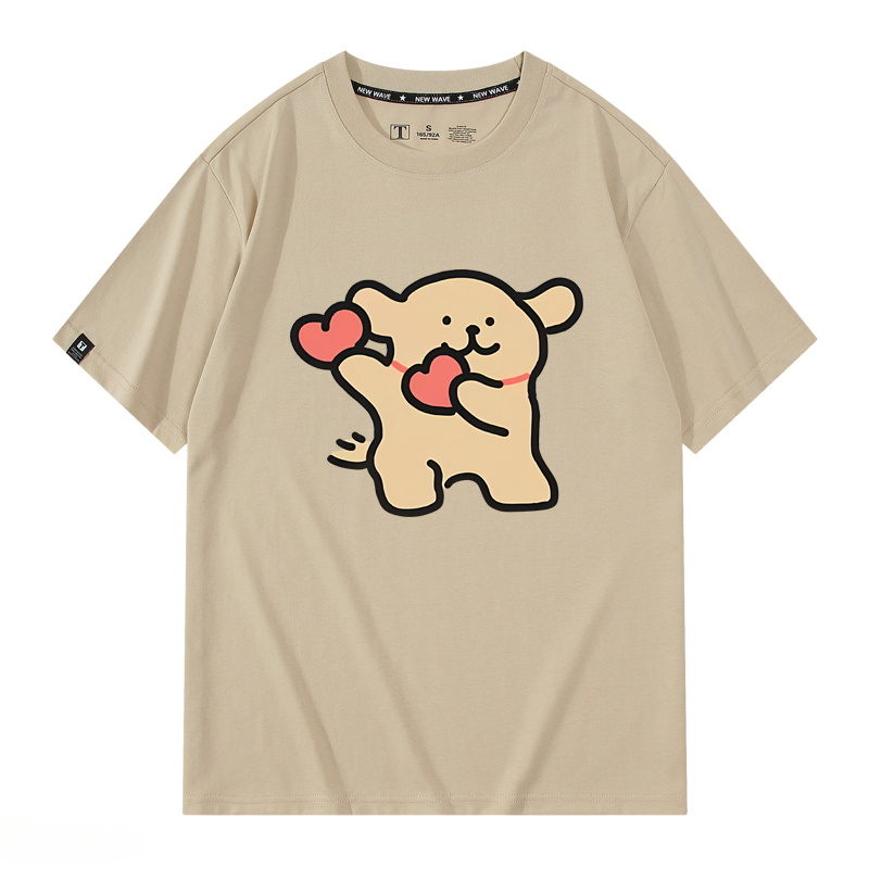 線條小狗 2024親子情侶男女同款 純棉T恤