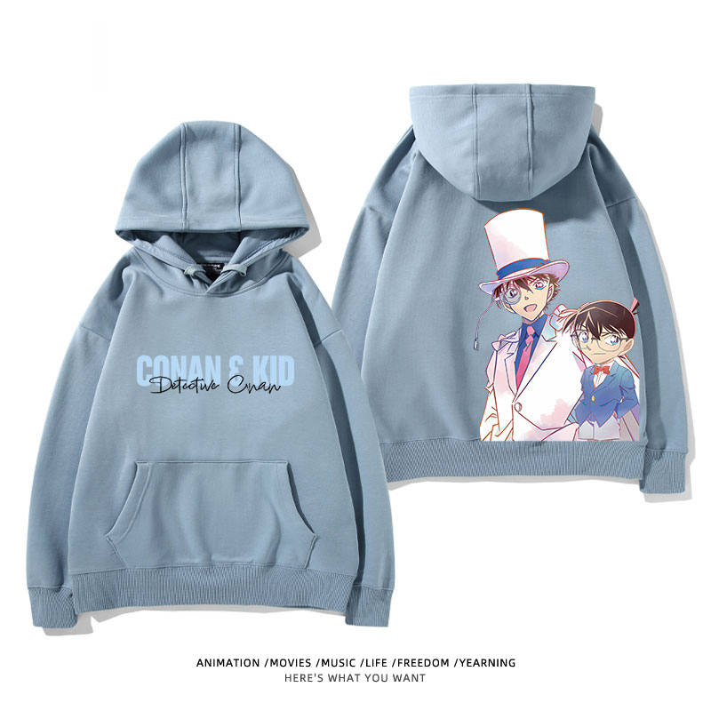 名偵探柯南 聯名衛衣2024秋冬新款親子情侶裝薄絨款連帽衛衣