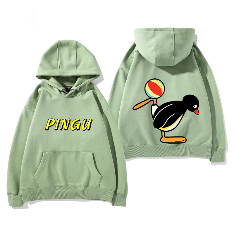 企鵝家族PINGU 聯名衛衣2024秋冬新款親子情侶裝薄絨款連帽衛衣