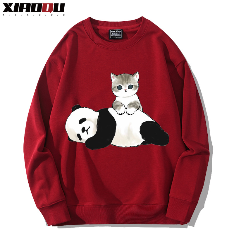 可愛貓咪熊貓 2024親子情侶裝 圓領長袖
