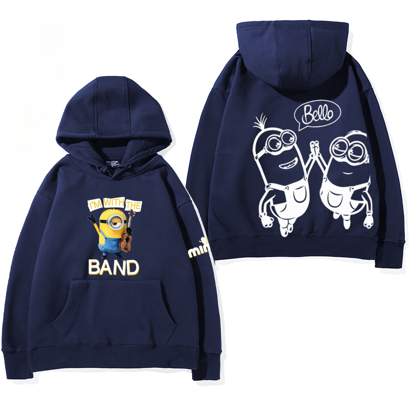 小黃人 聯名衛衣2024秋冬新款親子情侶裝薄絨款連帽衛衣