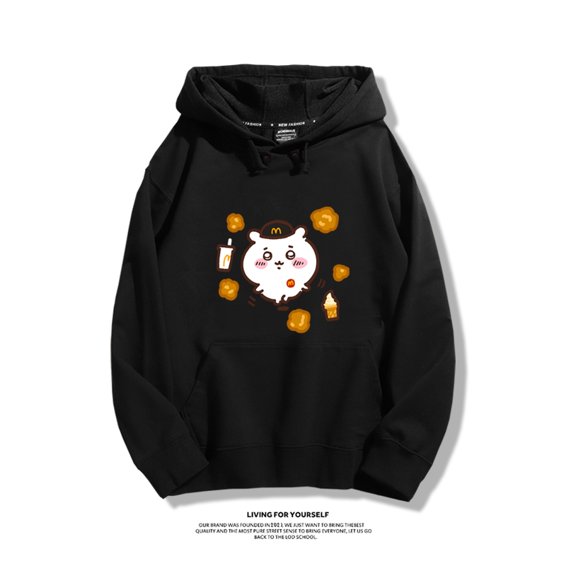 吉伊卡哇chiikawa聯名衛衣2024秋冬新款親子情侶裝薄絨款連帽衛衣