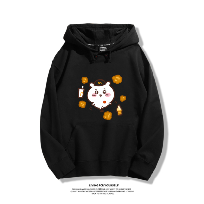 吉伊卡哇chiikawa聯名衛衣2024秋冬新款親子情侶裝薄絨款連帽衛衣